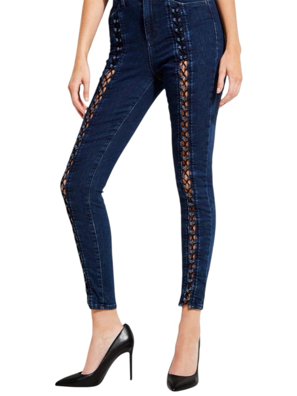 Y2K Inspired Guess Lace-Up High Waisted Skinny Jeans Size 27 - Picture 2 of 14